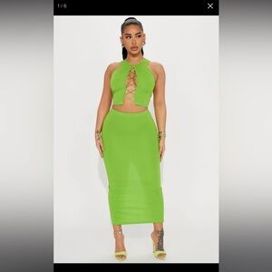 Fashion Nova Lime Green Matching Set